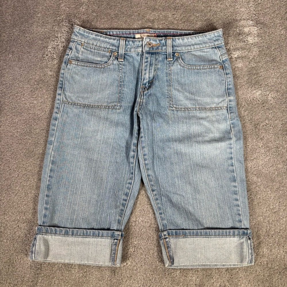 Vintage Levis 515 Capri Jeans Womens Size 8 Light Blue Denim Flap Pockets Y2K